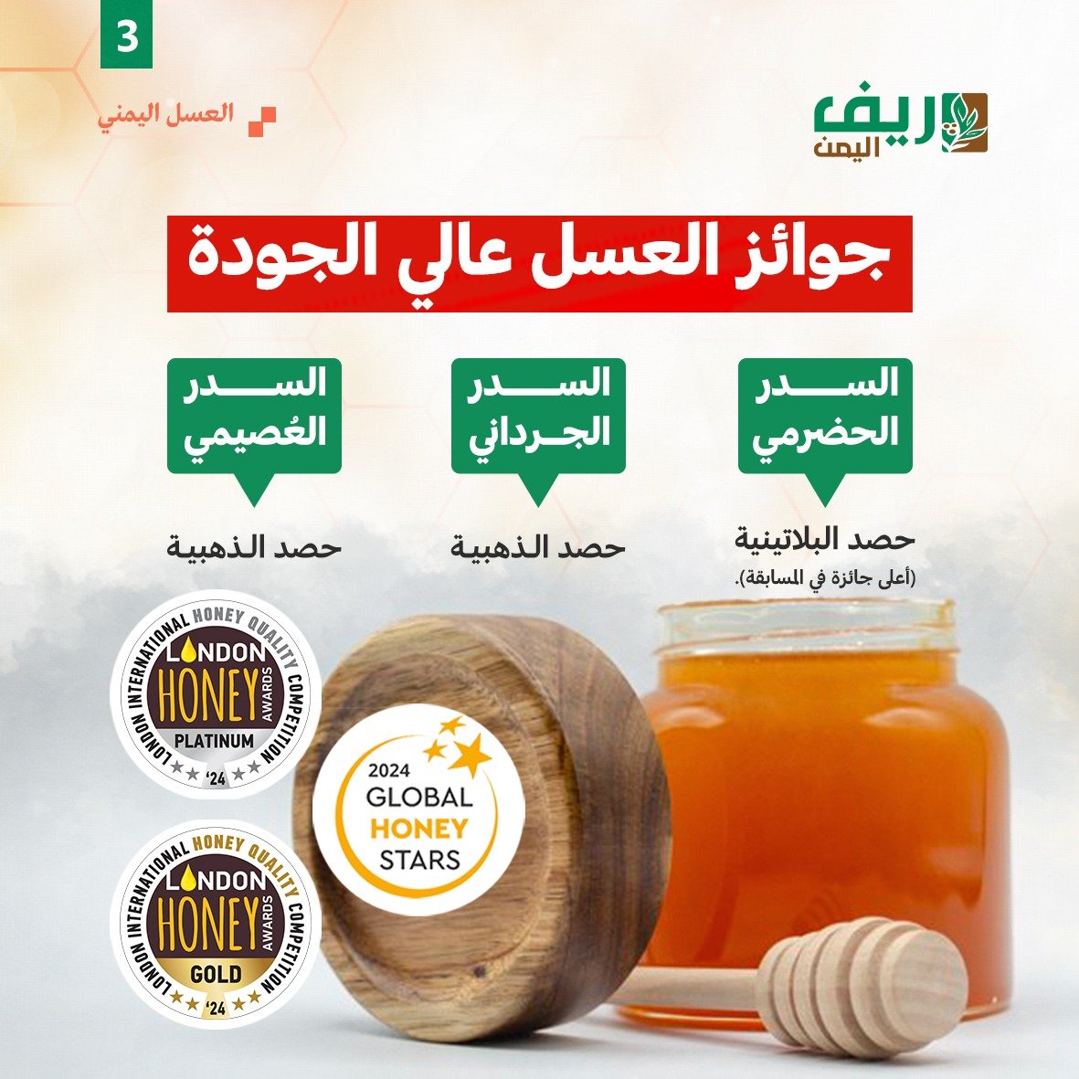 العسل اليمني يحصد 3 جوائز دولية