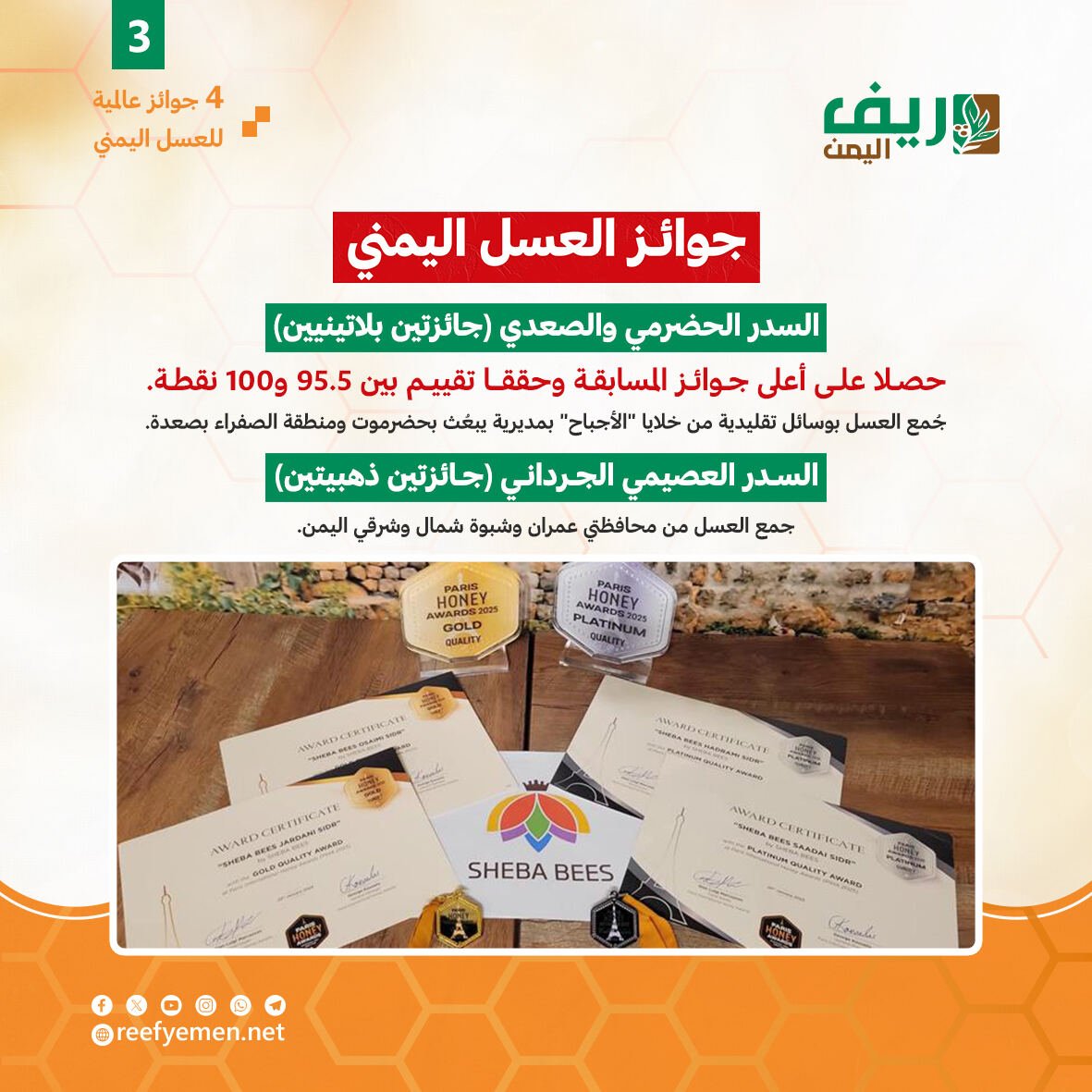 العسل اليمني يفوز بأربع جوائز دولية