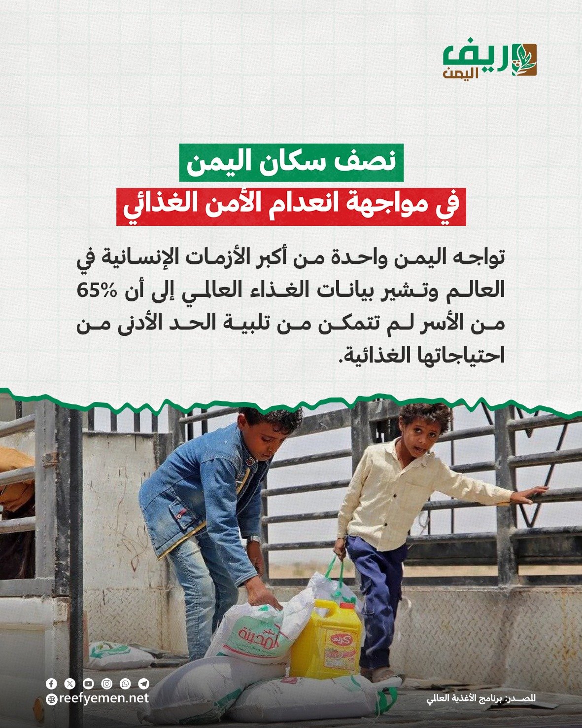 نصف اليمنيين يواجهون خطر انعدام الأمن الغذائي