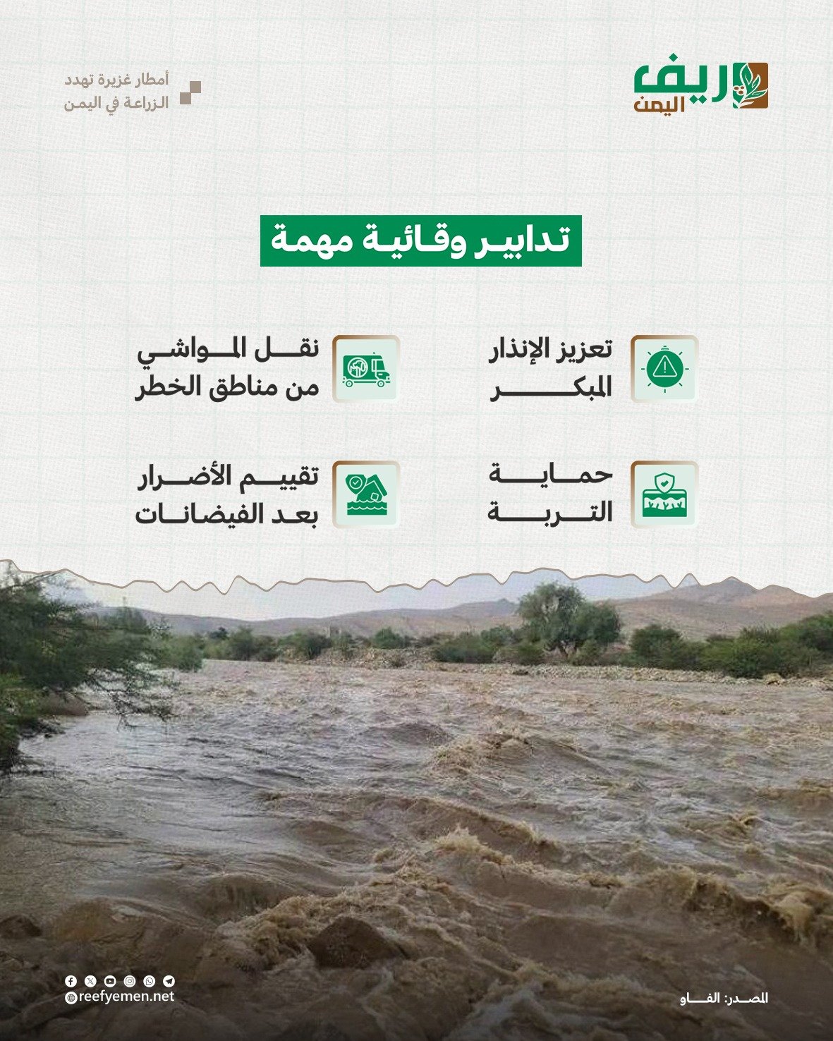 أمطار غزيرة تهدد الزراعة في اليمن
