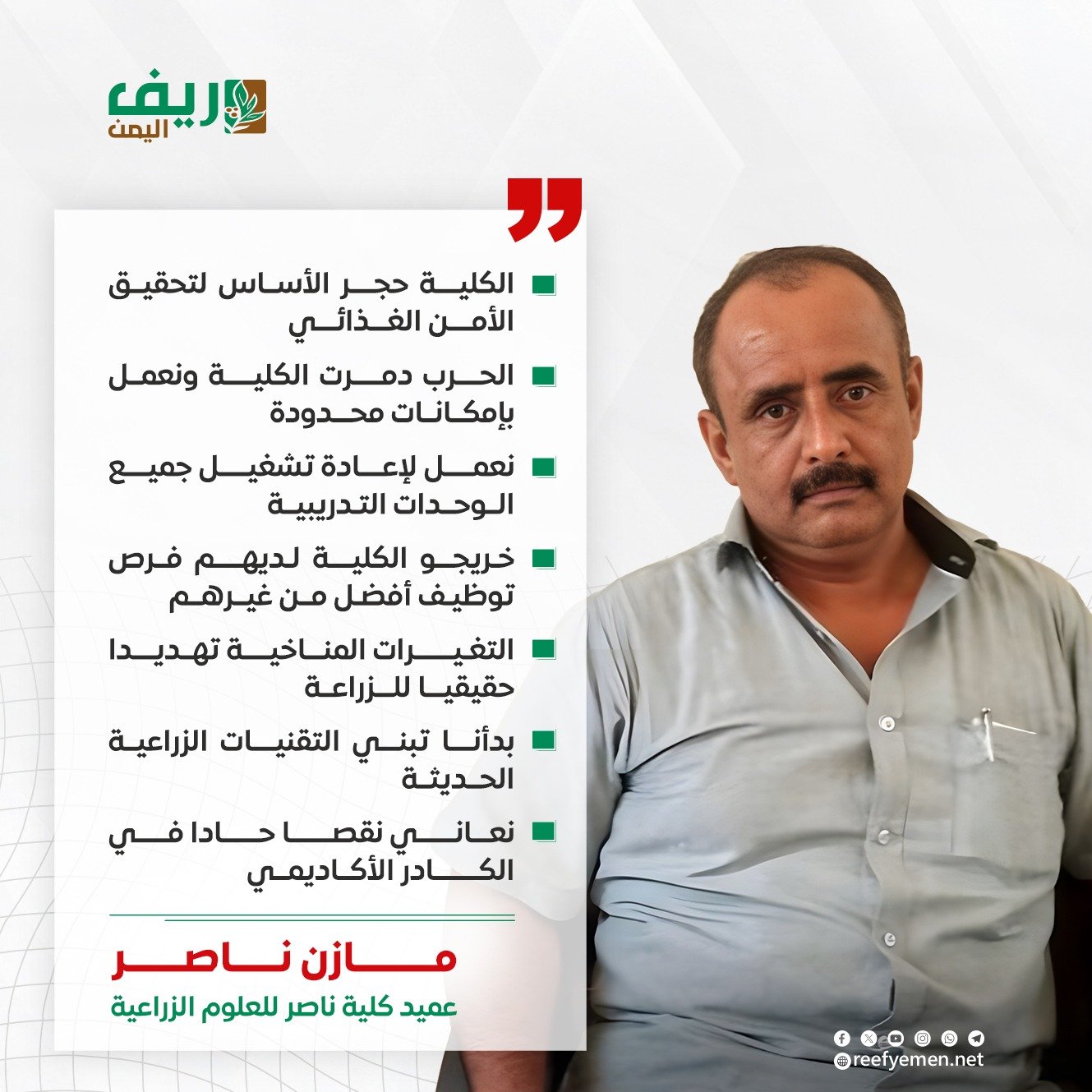 عميد كلية ناصر لحج: التعليم التطبيقي مفتاح الأمن الغذائي