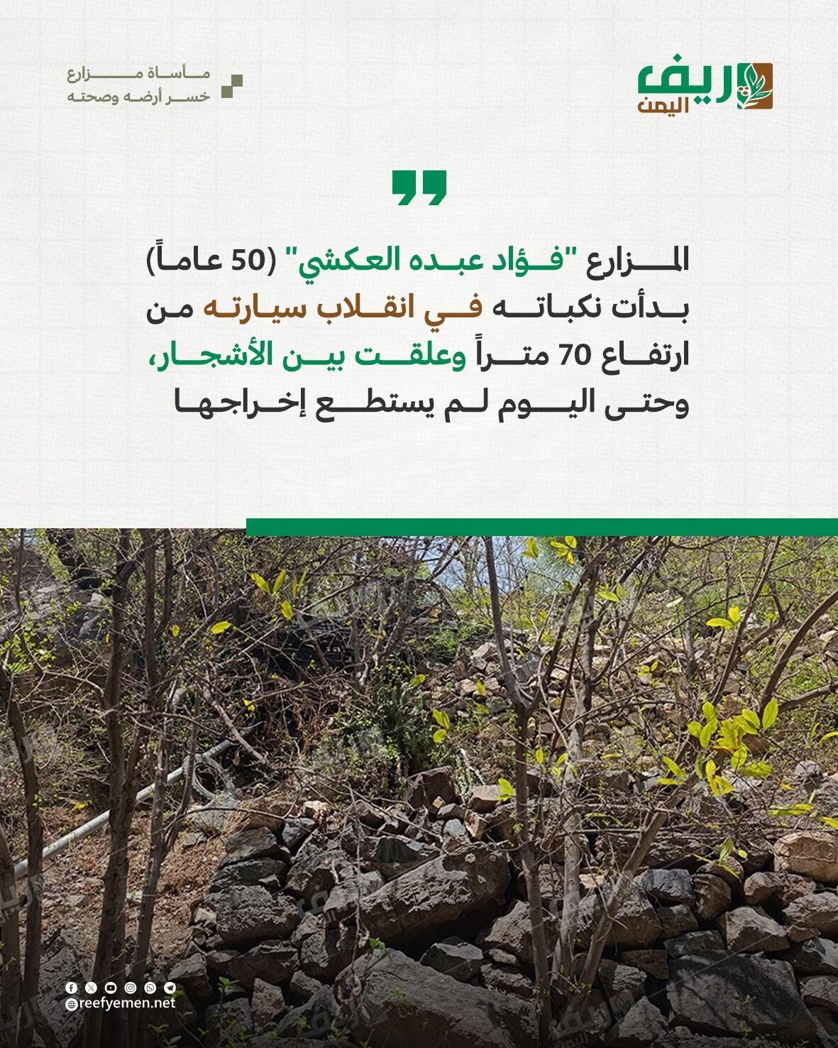 تعز.. مأساة مزارع خسر وصحته