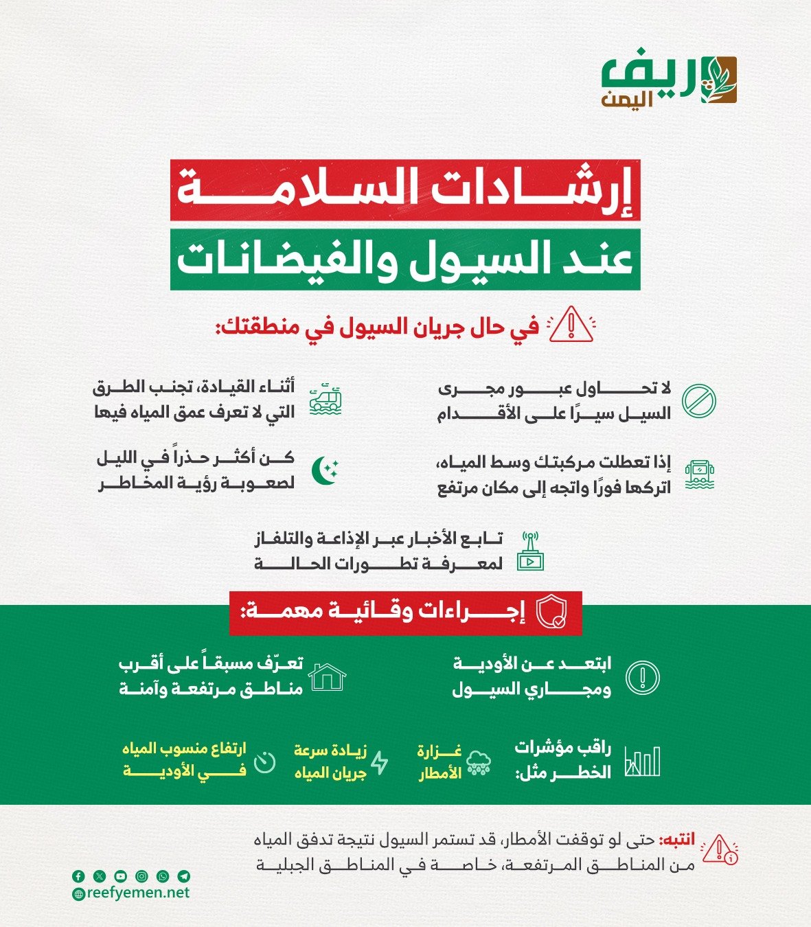 نصائح أثناء السيول والفيضانات